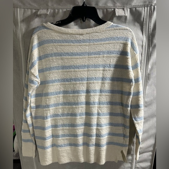 LOFT Tunic Top Womens Small Striped Blue Ivory Oversized Costal Beachy‎ - Picture 7 of 7